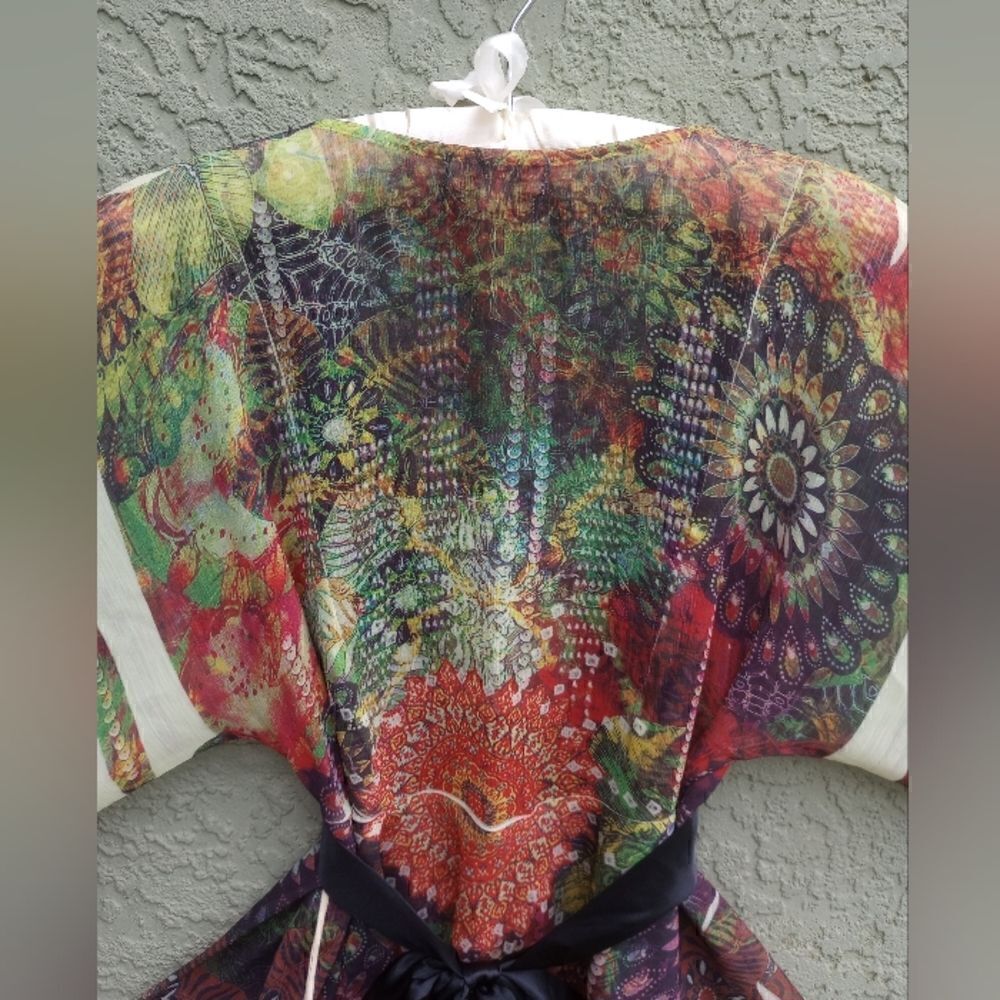 NWT ONE WORLD Bahia Green Boho Mandala Multicolor Shirt Wrap Around Belt Small - Picture 4 of 13